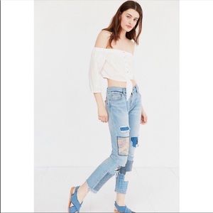 BDG distressed ripped boyfriend jeans patchwork